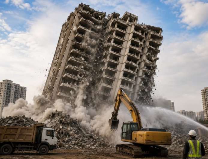 Builder to rebuild completed tower after tilt detected 
